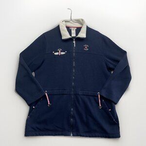 Finlha Cottage Nautical Sailor Jacket Men’s Sz L Navy Blue Full Zip Casual Outer